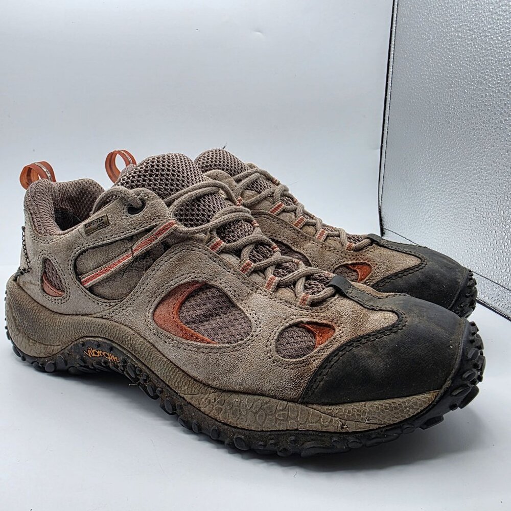 Merrell Chameleon Gore Tex XCR Mens 11.5 Gray Orange Waterproof Hiking Shoes